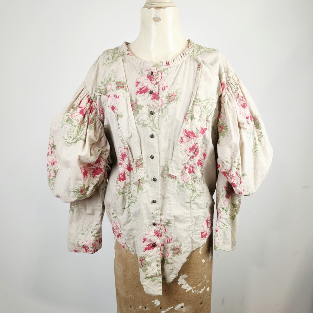 Magnolia Pearl Floral Victorian Puffy Sleeve Jacket - RARE